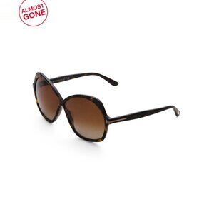 TOM FORD Dark Havana 64mm Oval Sunglasses